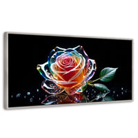 Cuadros Decorativos Canvas Revolution | Rosa Cristal Puro | Panoramico | Portada | Marco Plateado