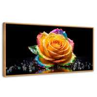 Cuadros Decorativos Canvas Revolution | Rosa Multicolor | Panoramico | Portada | Marco Madera