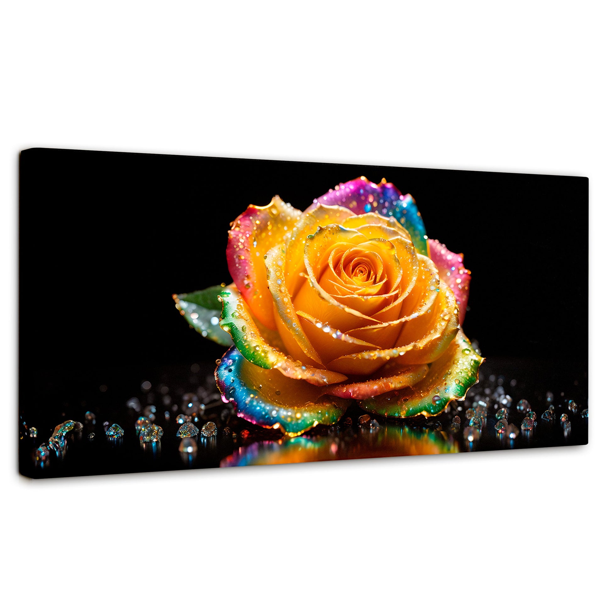 Cuadros Decorativos Canvas Revolution | Rosa Multicolor | Panoramico | Portada | Marco SinMarco