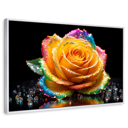 Cuadros Decorativos Canvas Revolution | Rosa Multicolor | Rectangular | Portada | Marco Blanco