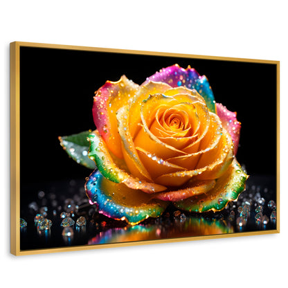 Cuadros Decorativos Canvas Revolution | Rosa Multicolor | Rectangular | Portada | Marco Dorado
