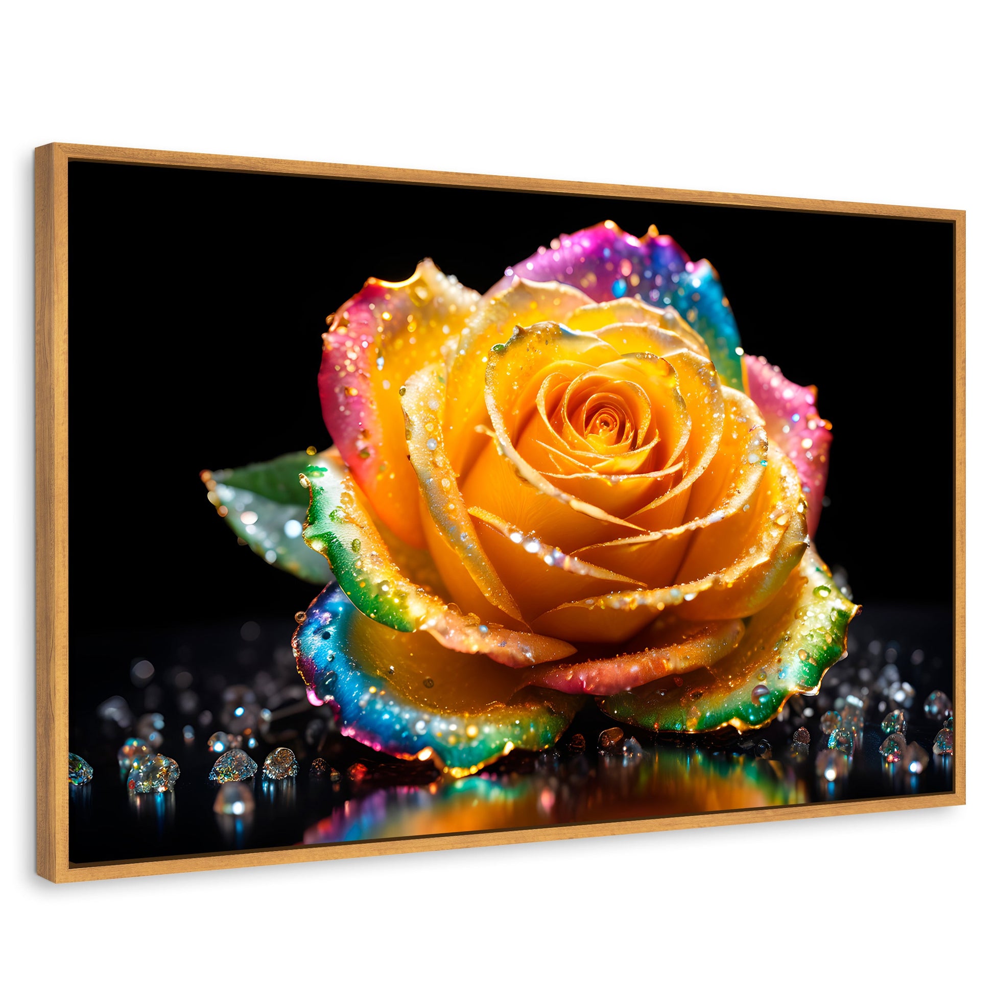 Cuadros Decorativos Canvas Revolution | Rosa Multicolor | Rectangular | Portada | Marco Madera