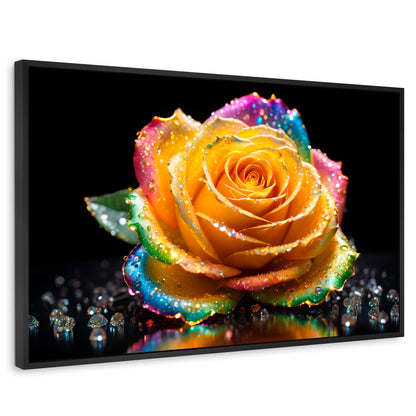 Cuadros Decorativos Canvas Revolution | Rosa Multicolor | Rectangular | Portada | Marco Negro