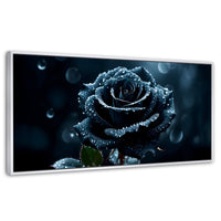 Cuadros Decorativos Canvas Revolution | Rosa Negra Poderosa | Panoramico | Portada | Marco Blanco