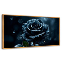 Cuadros Decorativos Canvas Revolution | Rosa Negra Poderosa | Panoramico | Portada | Marco Madera