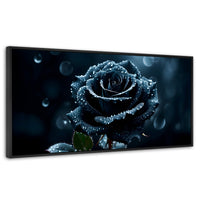 Cuadros Decorativos Canvas Revolution | Rosa Negra Poderosa | Panoramico | Portada | Marco Negro