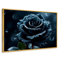Cuadros Decorativos Canvas Revolution | Rosa Negra Poderosa | Rectangular | Portada | Marco Dorado