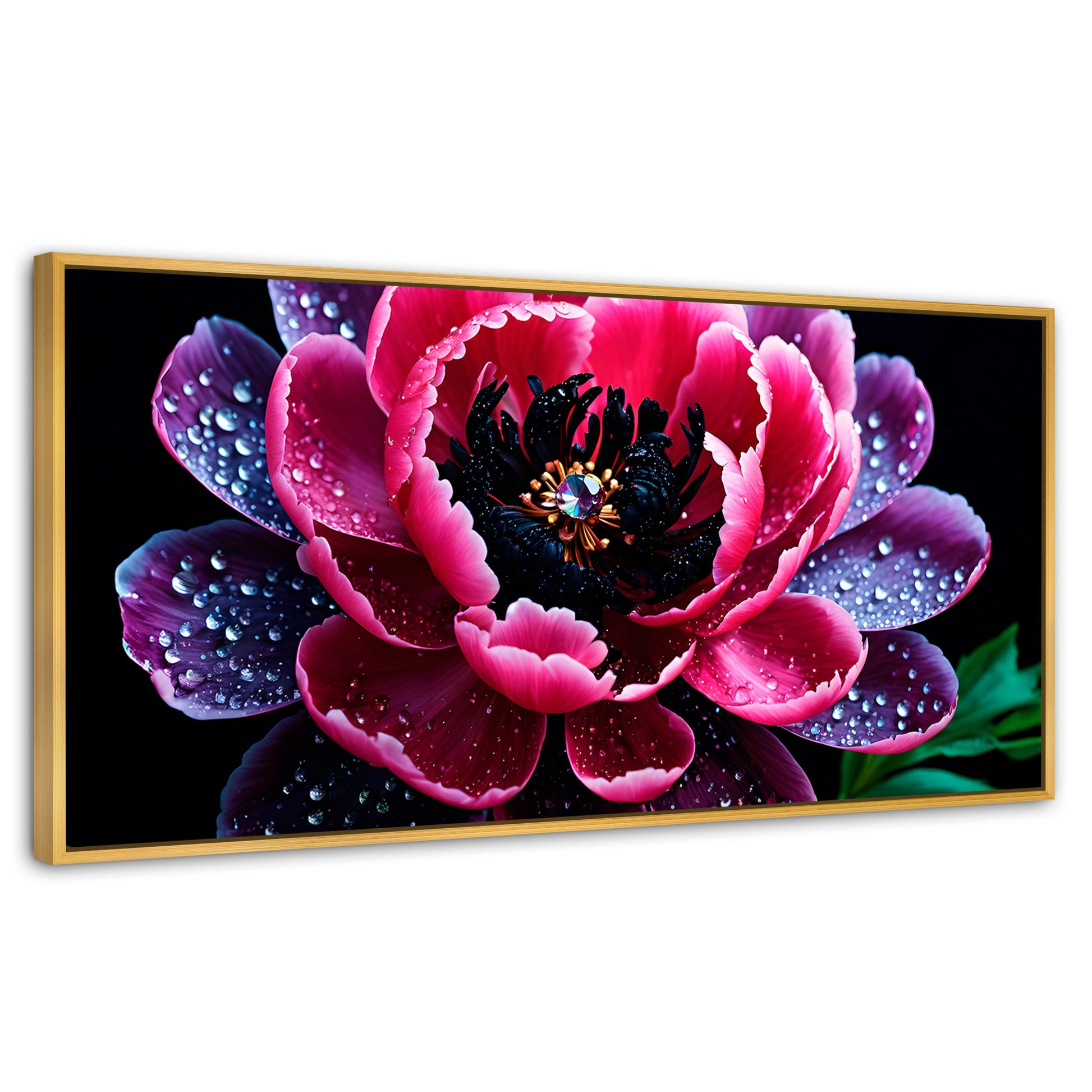 Cuadros Decorativos Canvas Revolution | Rosa Purpura Eterna | Panoramico | Portada | Marco Dorado