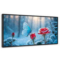 Cuadros Decorativos Canvas Revolution | Rosa Y Fragilidad | Panoramico | Portada | Marco Plateado