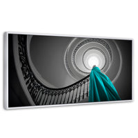Cuadros Decorativos Canvas Revolution | Seda Azul | Panoramico | Portada | Marco Dorado