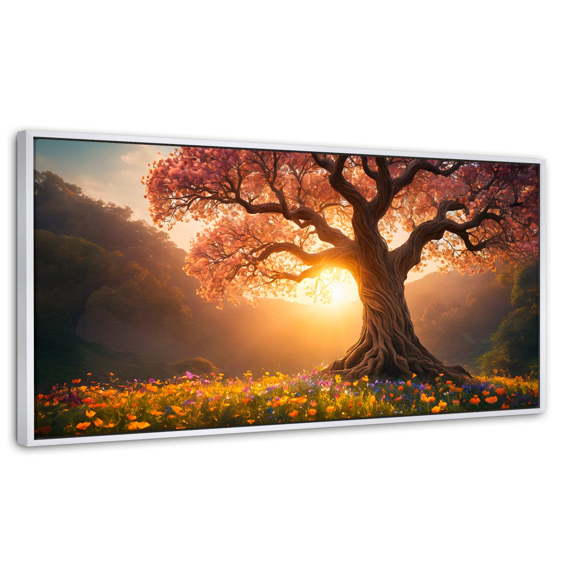 Cuadros Decorativos Canvas Revolution | Serenidad Floral | Panoramico | Portada | Marco Blanco