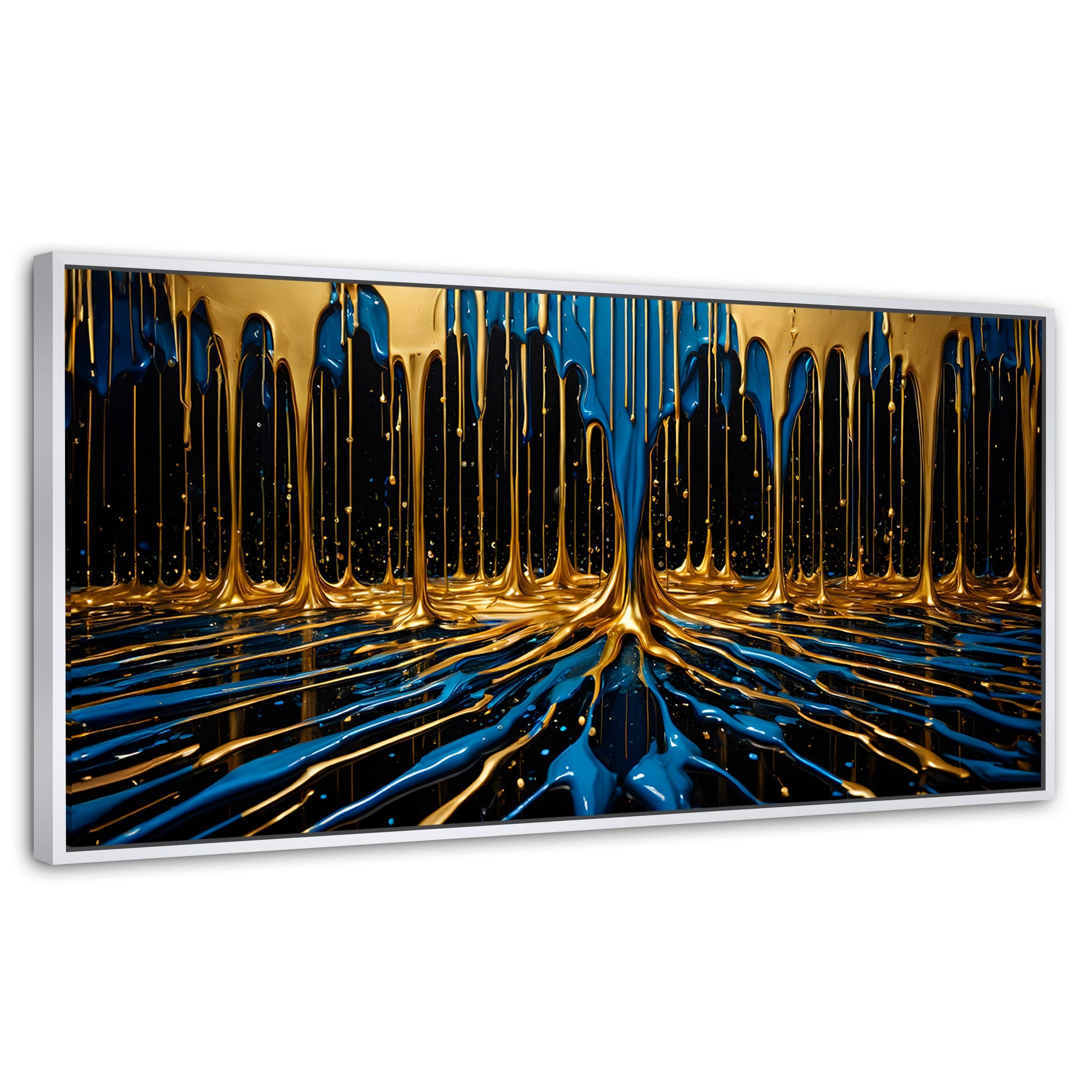 Cuadros Decorativos Canvas Revolution | Simetria Liquida | Panoramico | Portada | Marco Dorado