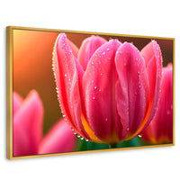 Cuadros Decorativos Canvas Revolution | Tulipan Rosa Eterno | Rectangular | Portada | Marco Dorado