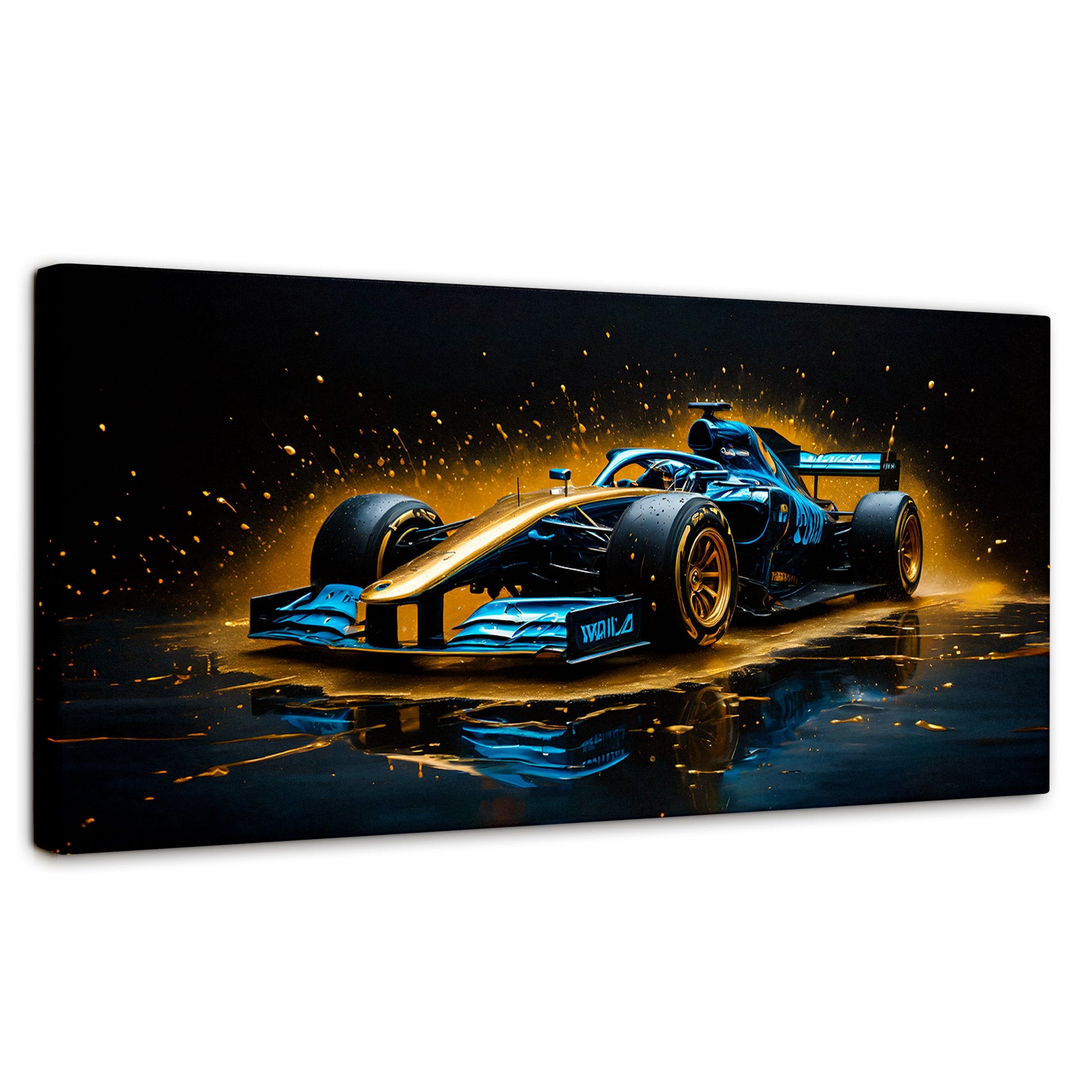 Cuadros Decorativos Canvas Revolution | Velocidad Azul Oro | Panoramico | Portada | Marco SinMarco