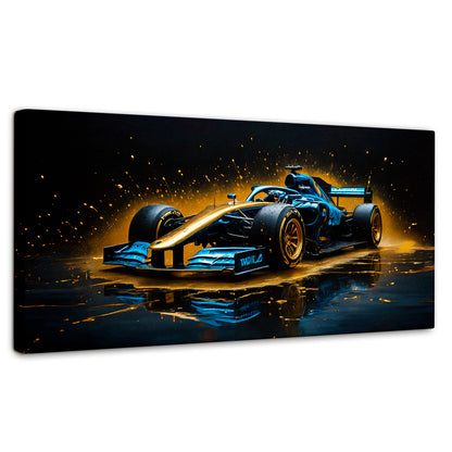 Cuadros Decorativos Canvas Revolution | Velocidad Azul Oro | Panoramico | Portada | Marco SinMarco