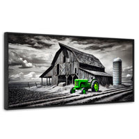 Cuadros Decorativos Canvas Revolution | Verde En La Granja | Panoramico | Portada | Marco Plateado
