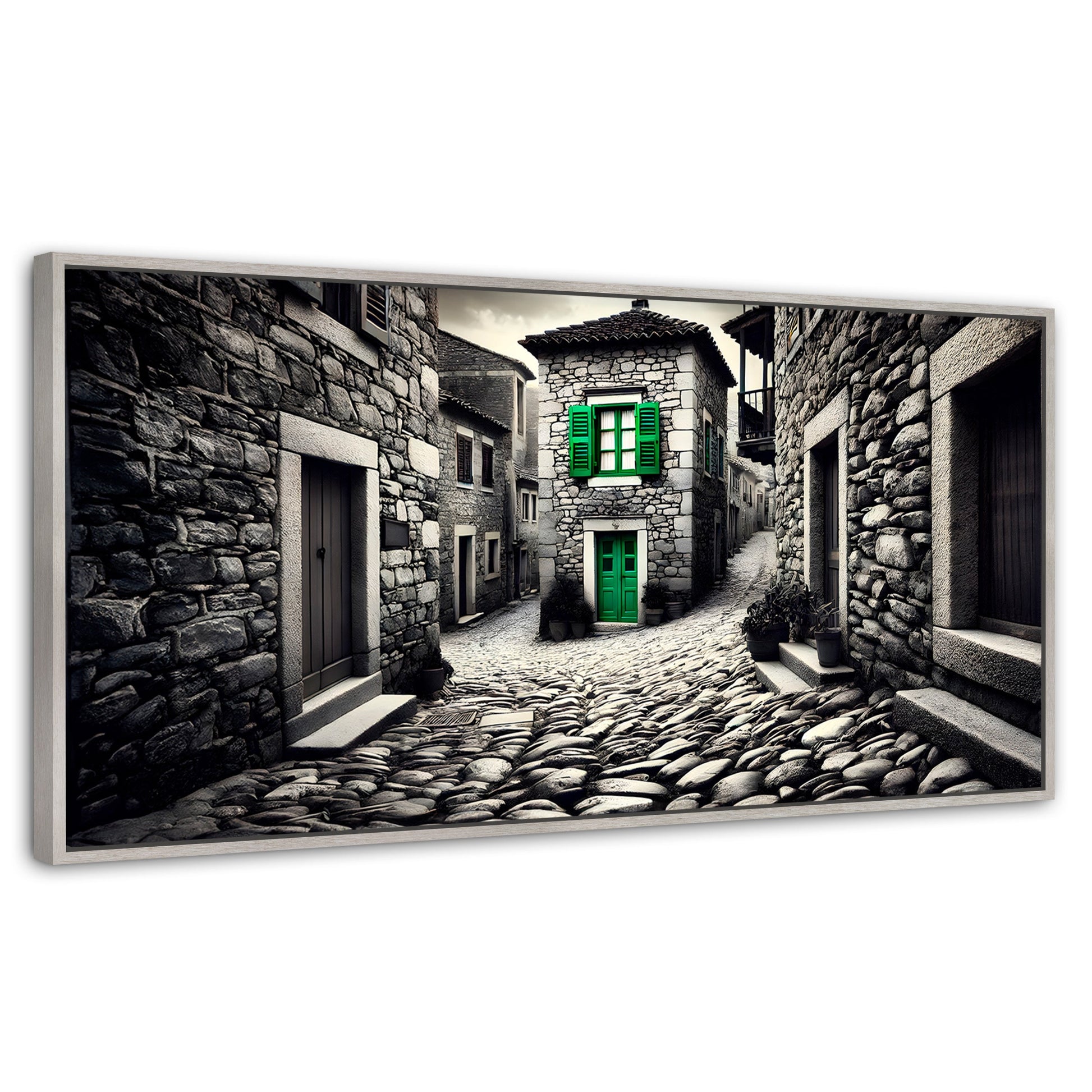 Cuadros Decorativos Canvas Revolution | Verde En La Sombra | Panoramico | Portada | Marco Blanco