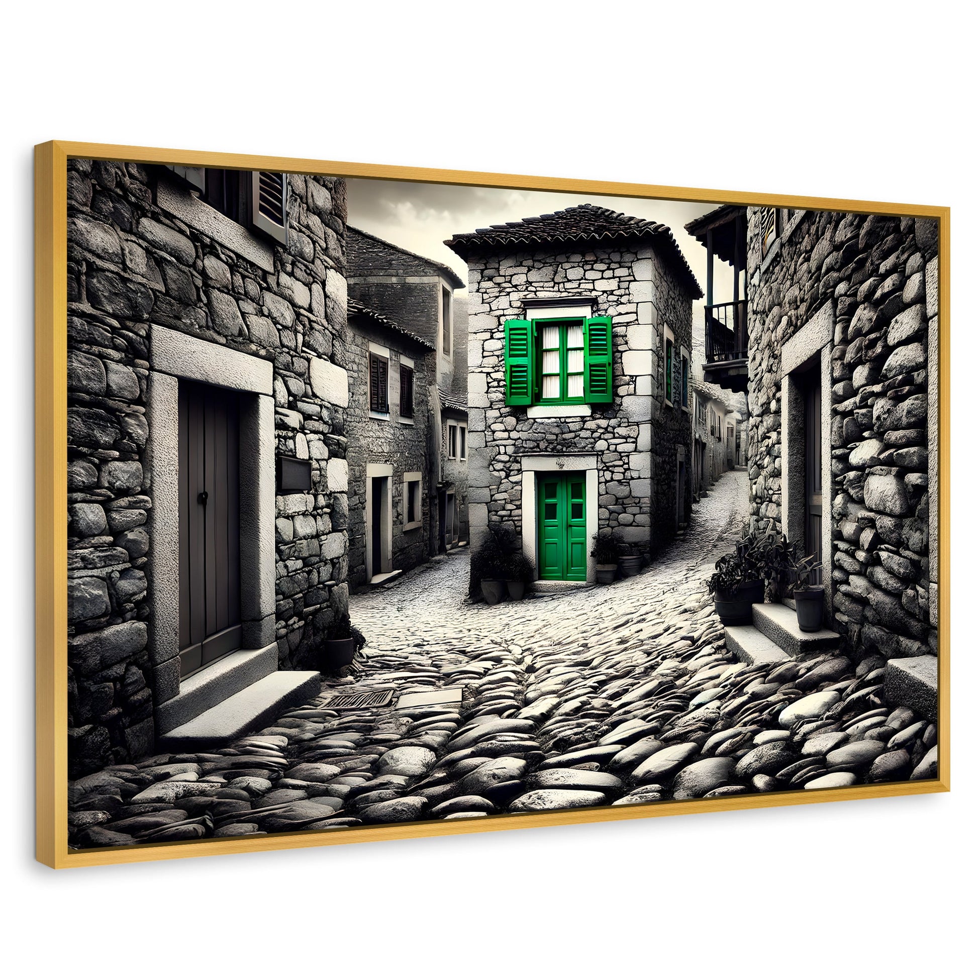 Cuadros Decorativos Canvas Revolution | Verde En La Sombra | Rectangular | Portada | Marco Dorado
