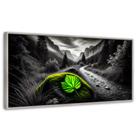 Cuadros Decorativos Canvas Revolution | Verde Silencio | Panoramico | Portada | Marco Blanco