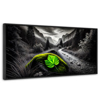 Cuadros Decorativos Canvas Revolution | Verde Silencio | Panoramico | Portada | Marco Plateado