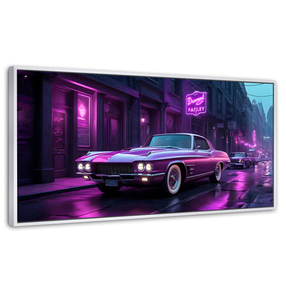 Cuadros Decorativos Canvas Revolution | Viaje De Neon | Panoramico | Portada | Marco Dorado