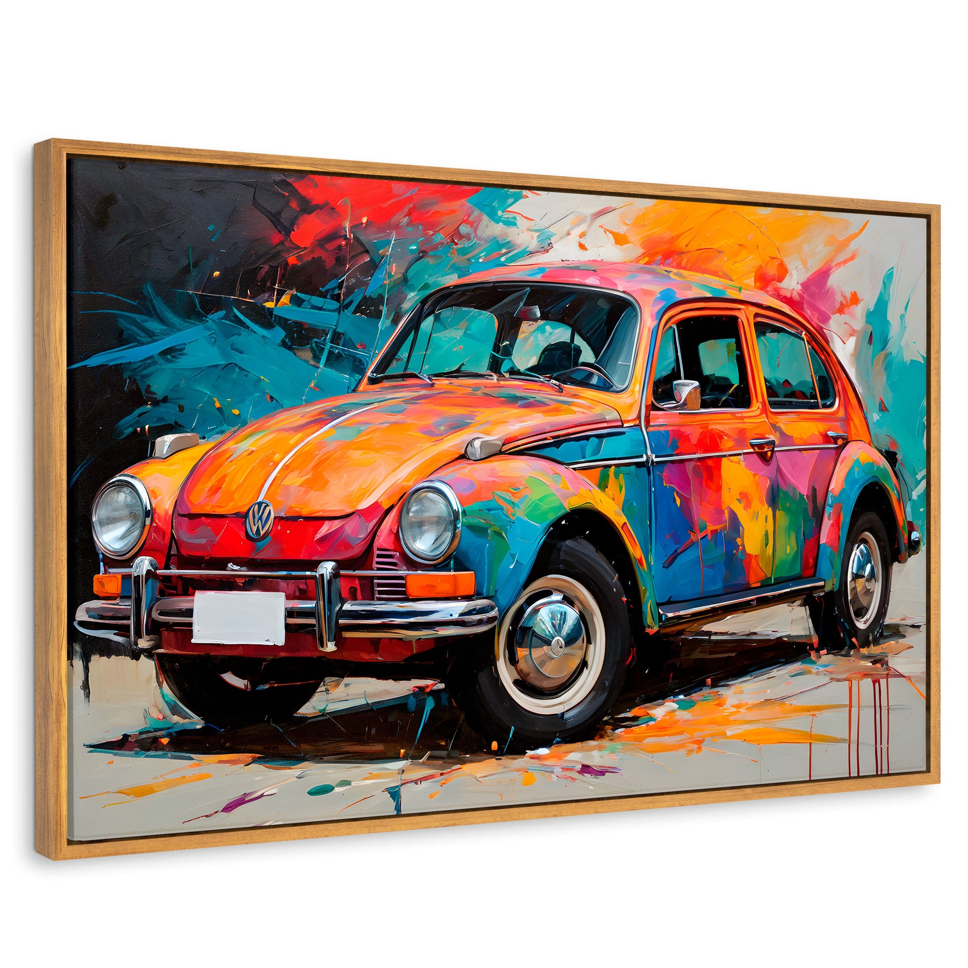 Cuadros Decorativos Canvas Revolution | Vocho Colorido | Rectangular | Portada | Marco Madera