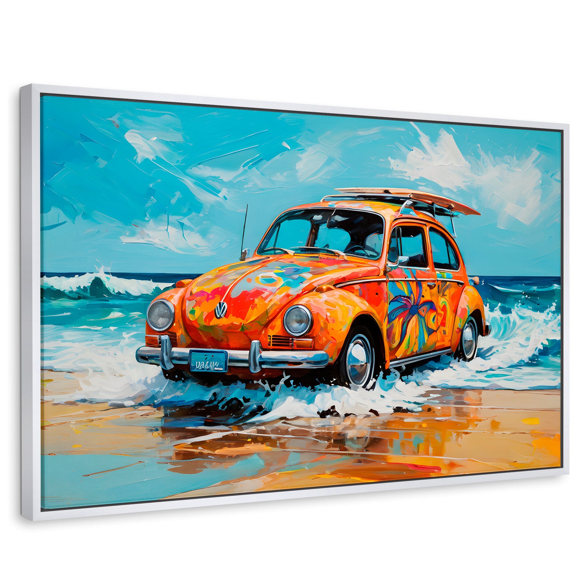 Cuadros Decorativos Canvas Revolution | Vocho Vacacional | Rectangular | Portada | Marco Blanco