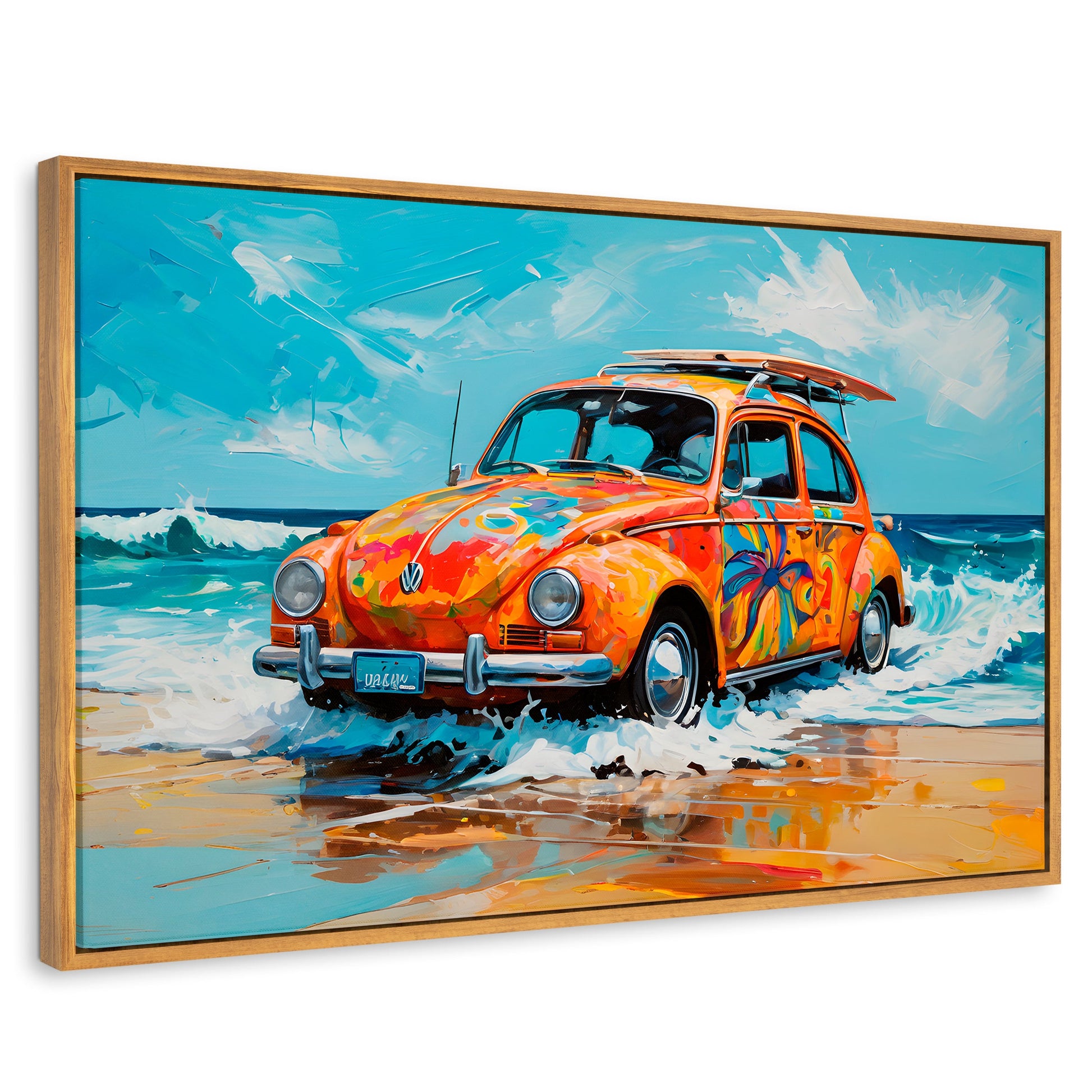 Cuadros Decorativos Canvas Revolution | Vocho Vacacional | Rectangular | Portada | Marco Madera