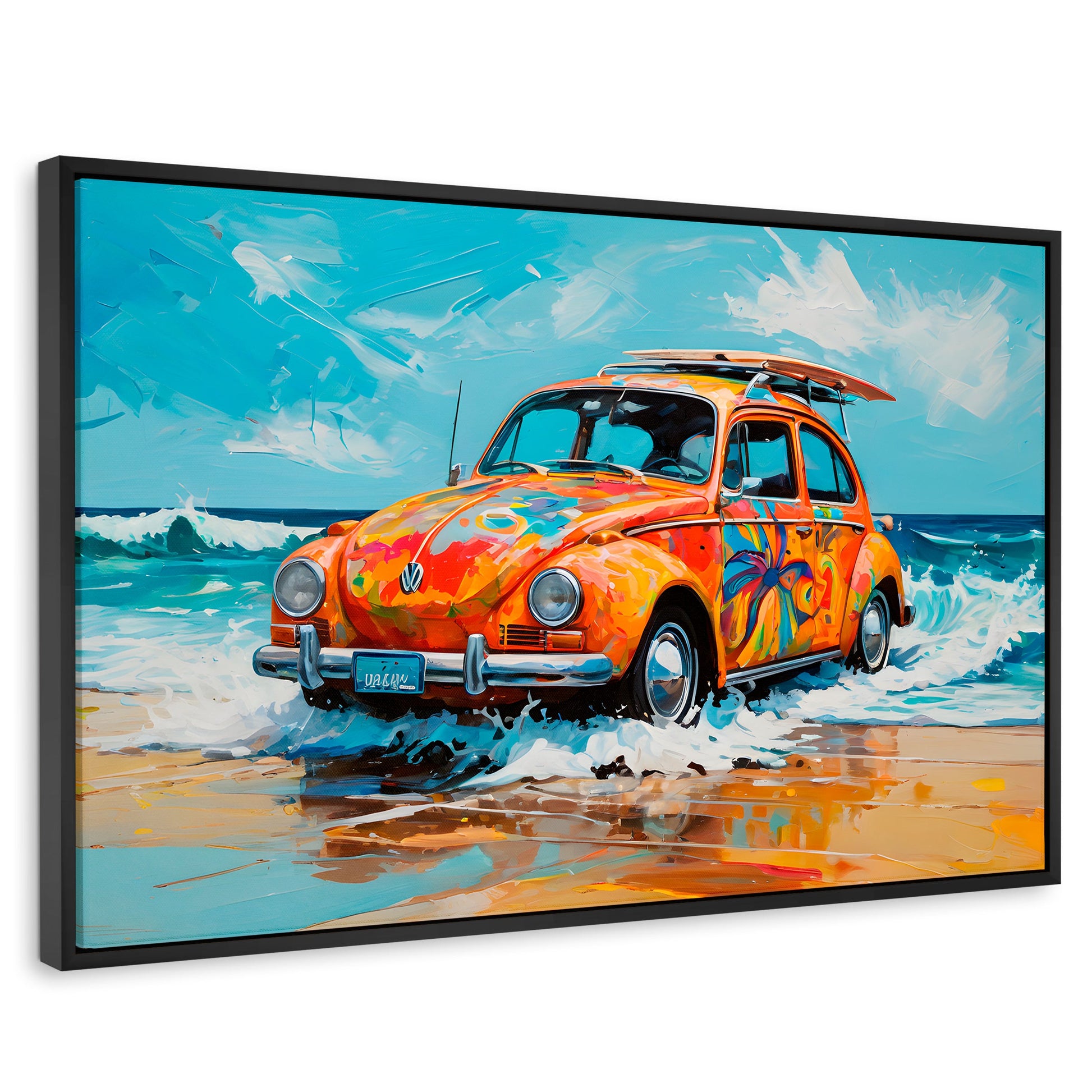 Cuadros Decorativos Canvas Revolution | Vocho Vacacional | Rectangular | Portada | Marco Negro