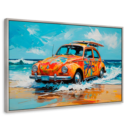 Cuadros Decorativos Canvas Revolution | Vocho Vacacional | Rectangular | Portada | Marco Plateado