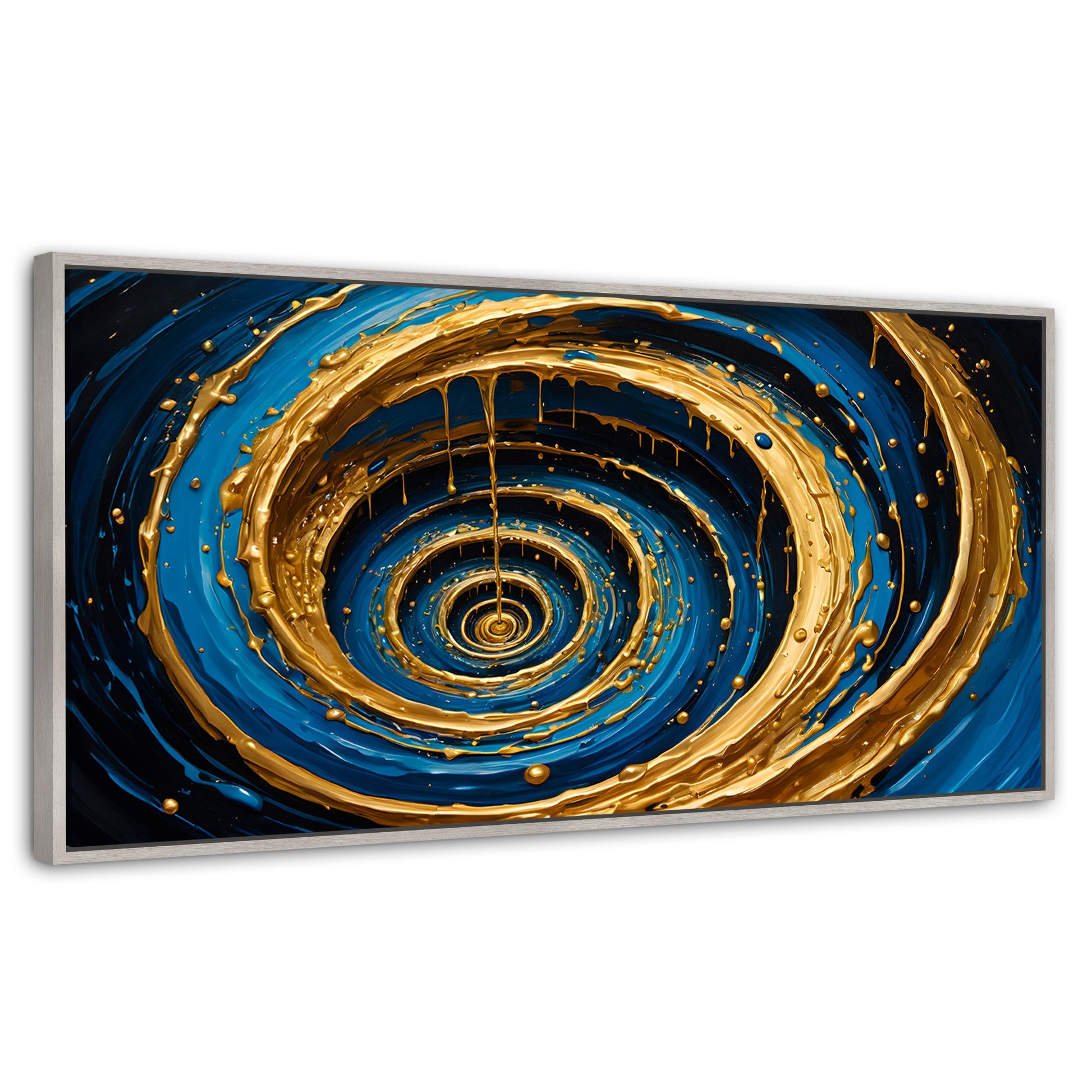 Cuadros Decorativos Canvas Revolution | Vortice Dorados | Panoramico | Portada | Marco Blanco
