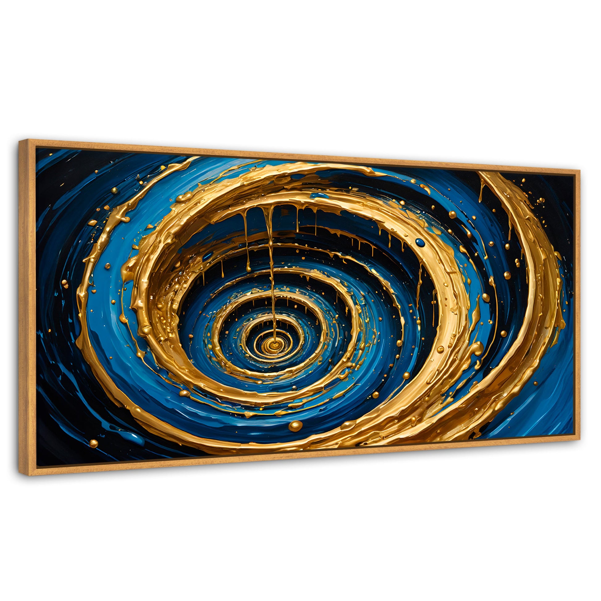 Cuadros Decorativos Canvas Revolution | Vortice Dorados | Panoramico | Portada | Marco Negro