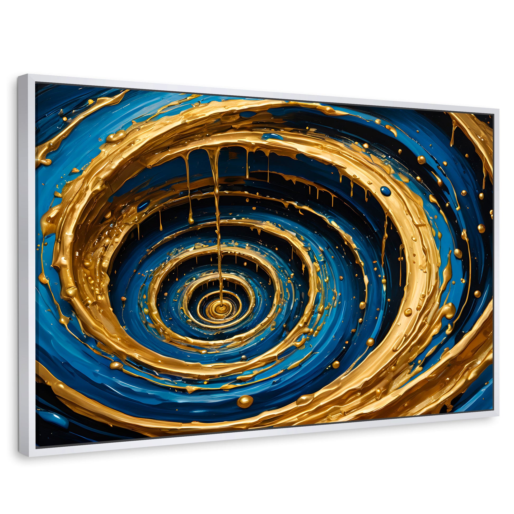 Cuadros Decorativos Canvas Revolution | Vortice Dorados | Rectangular | Portada | Marco Blanco