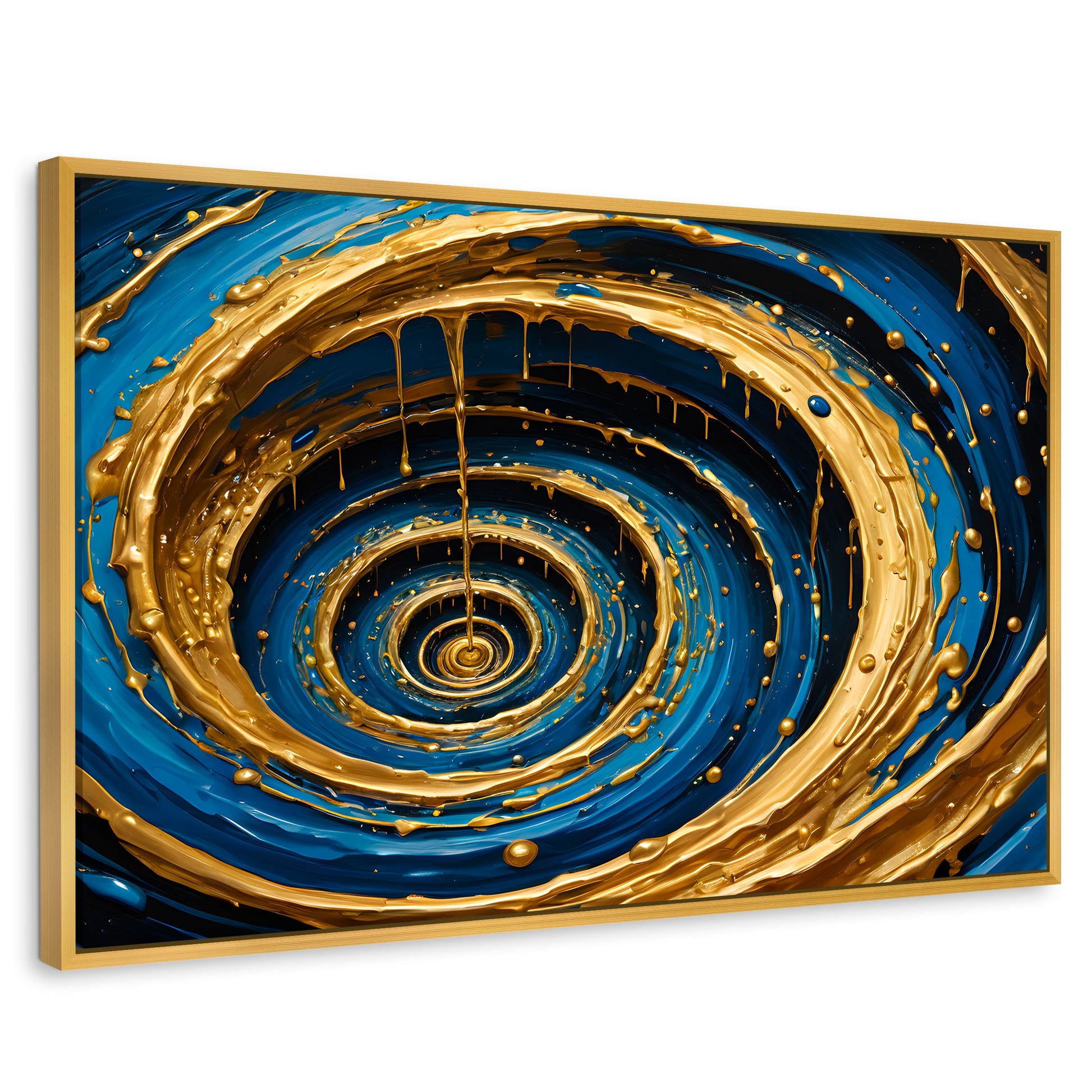 Cuadros Decorativos Canvas Revolution | Vortice Dorados | Rectangular | Portada | Marco Dorado