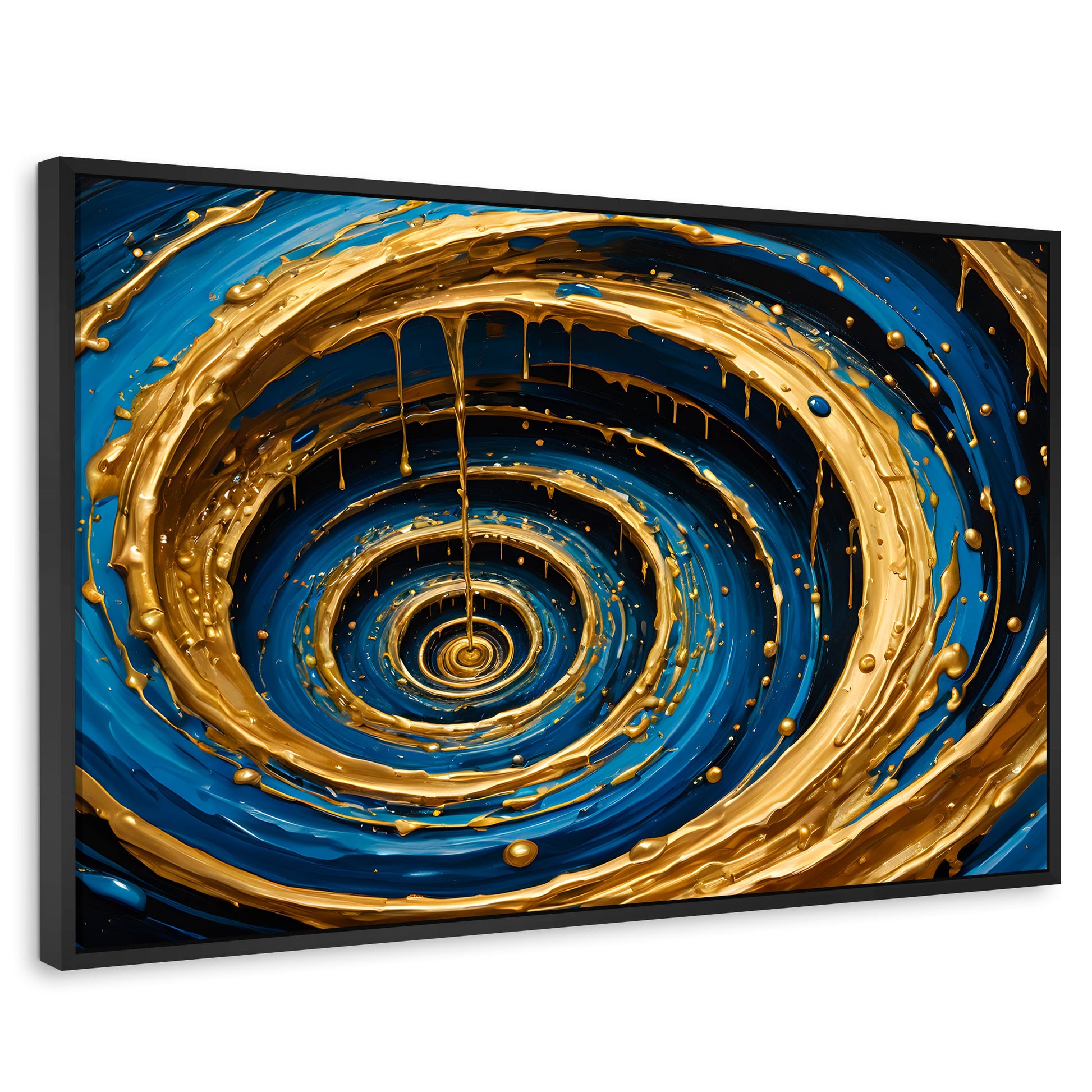 Cuadros Decorativos Canvas Revolution | Vortice Dorados | Rectangular | Portada | Marco Negro