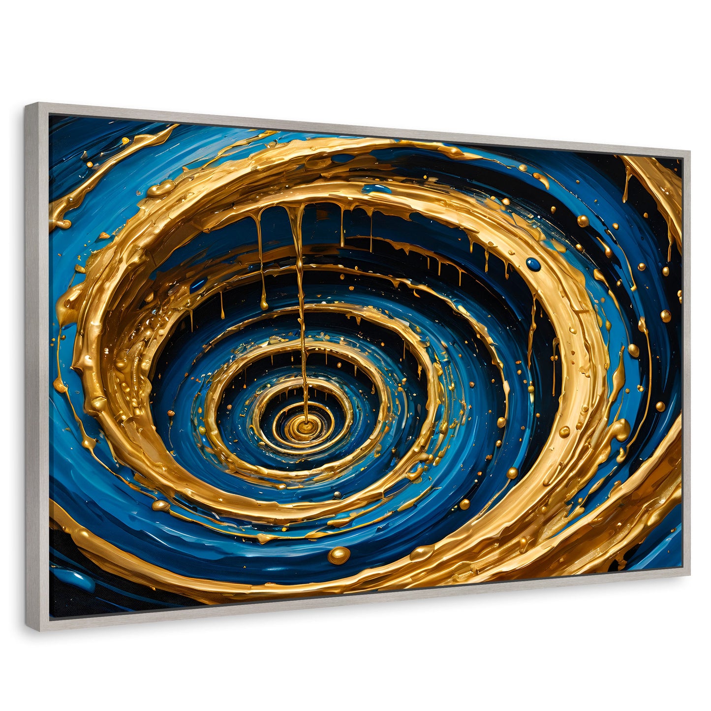 Cuadros Decorativos Canvas Revolution | Vortice Dorados | Rectangular | Portada | Marco Plateado