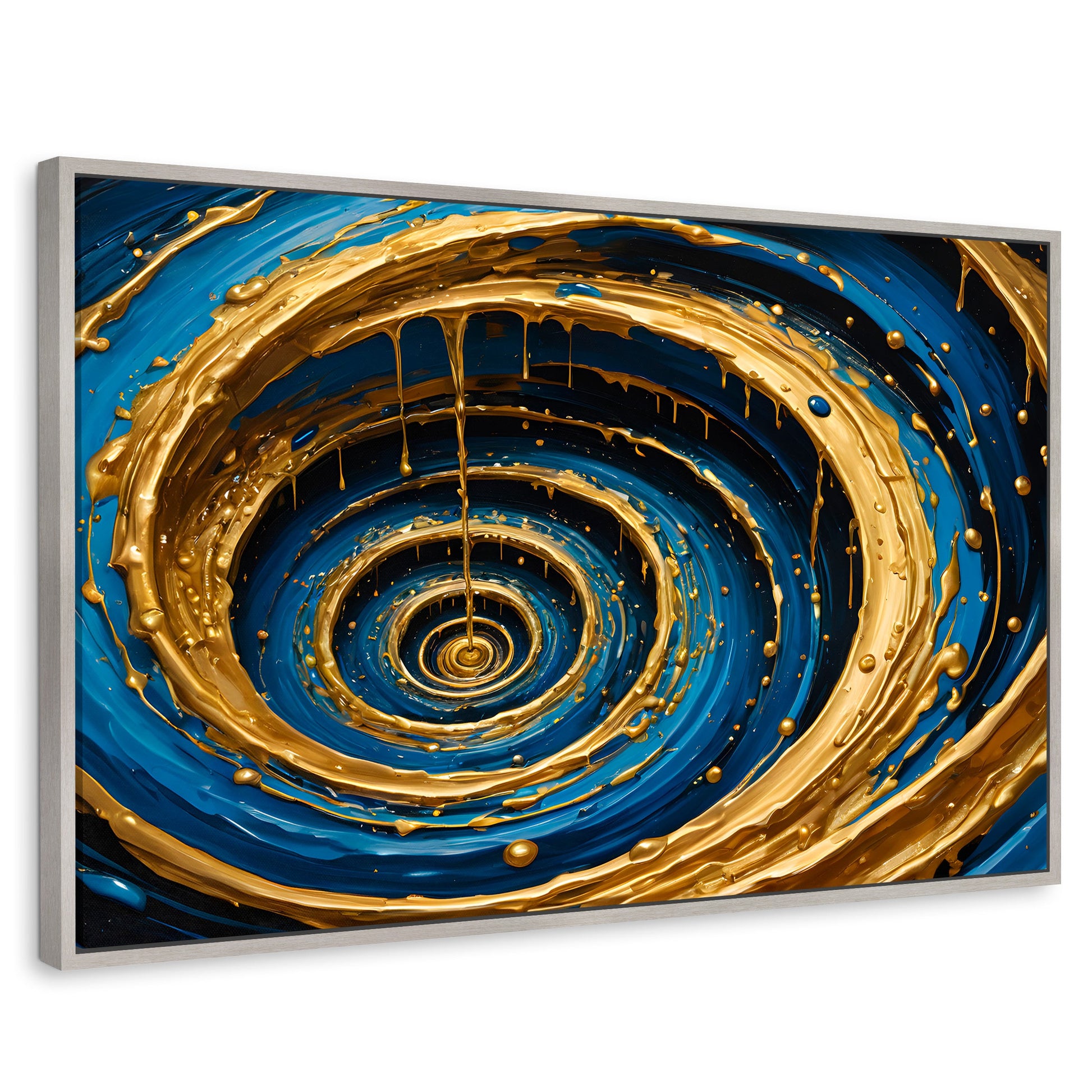 Cuadros Decorativos Canvas Revolution | Vortice Dorados | Rectangular | Portada | Marco Plateado