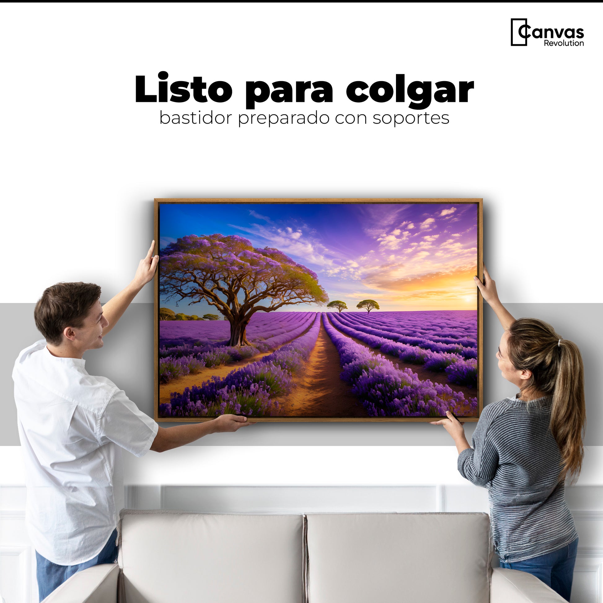 Cuadro Decorativo Lavanda Atardecer - Colgar