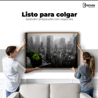 Cuadro Decorativo Ciudad Niebla Gris - Colgar