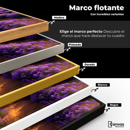 Cuadro Decorativo Lavanda Atardecer - Colores Marco