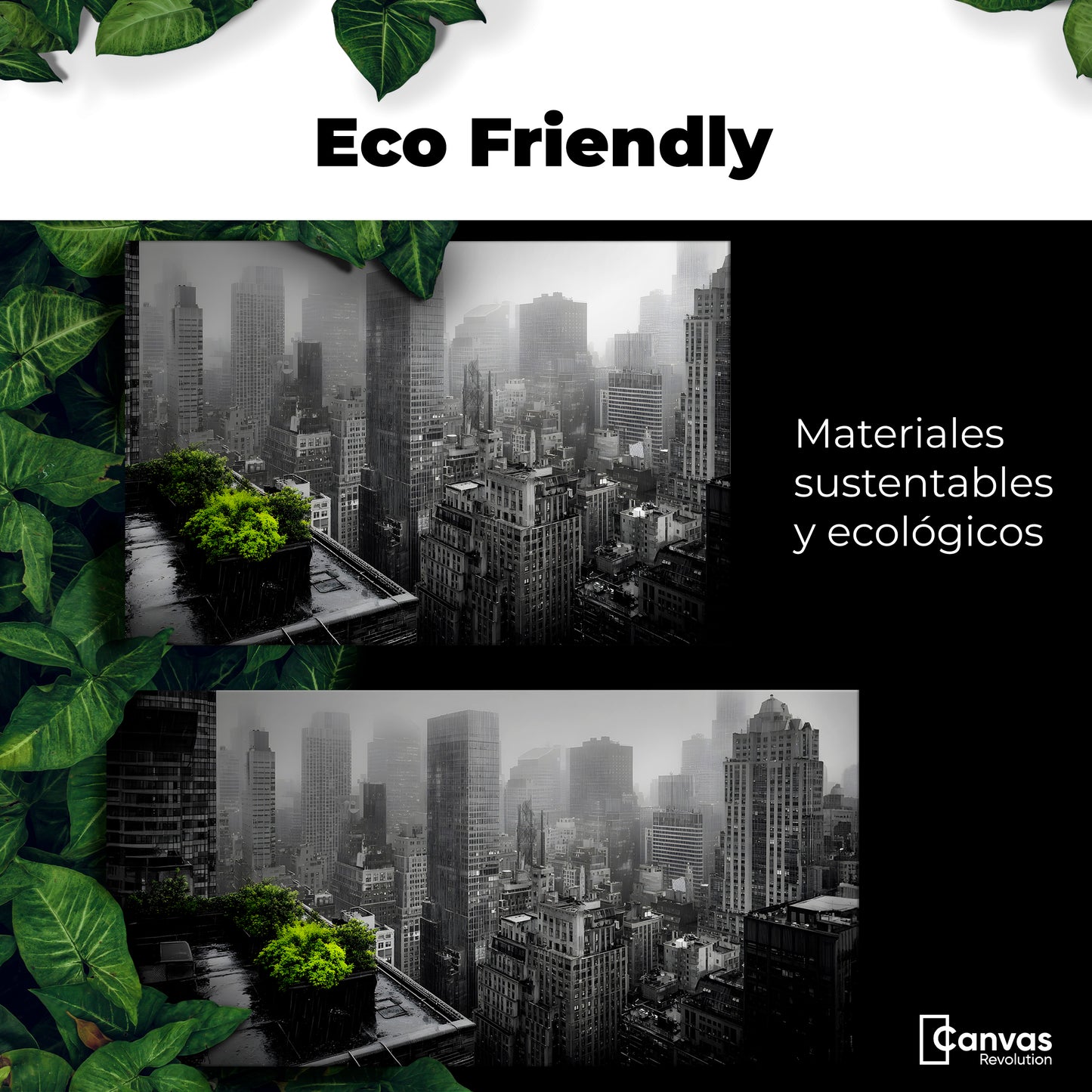 Cuadro Decorativo Ciudad Niebla Gris - Eco Friendly