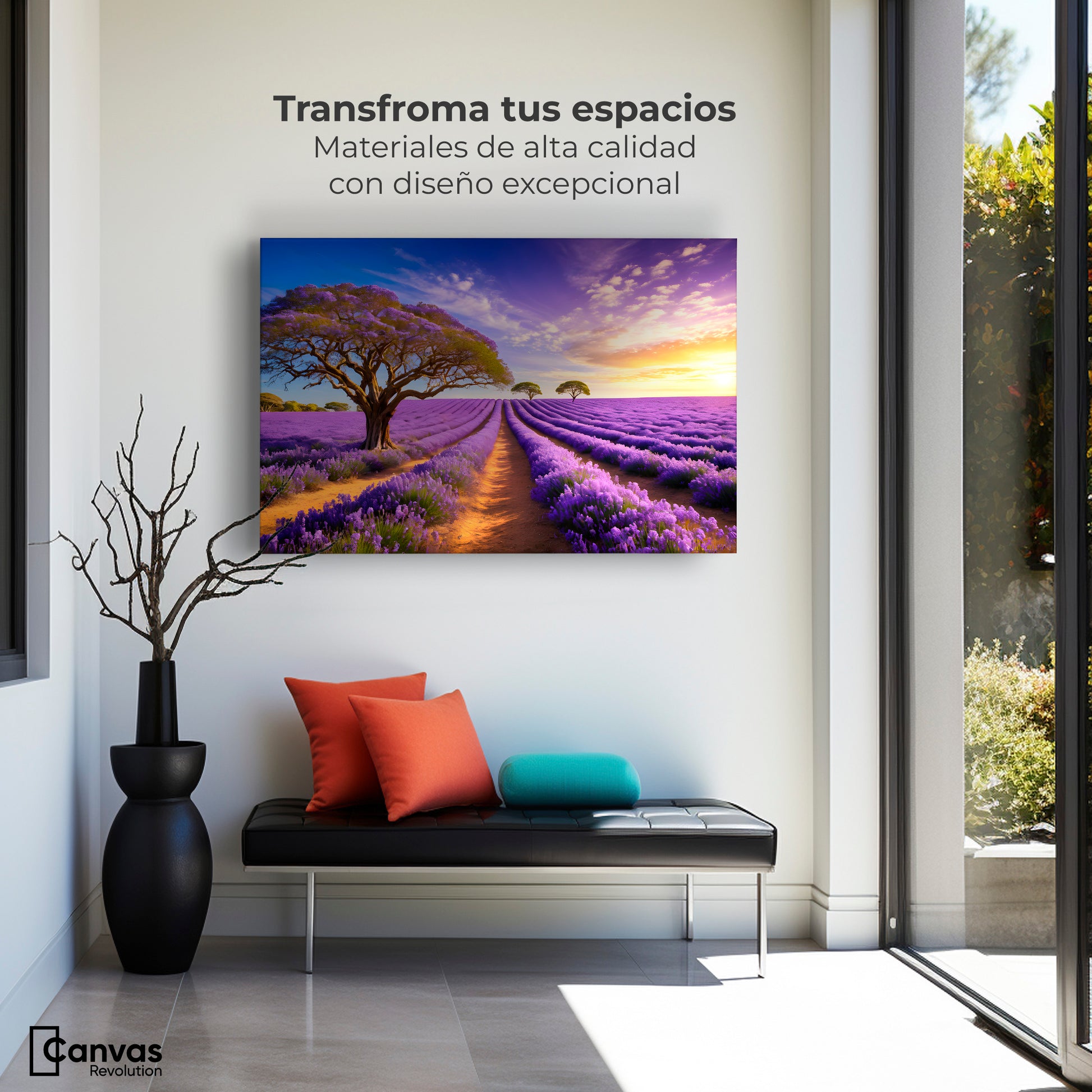 Cuadro Decorativo Lavanda Atardecer - Montaje 1