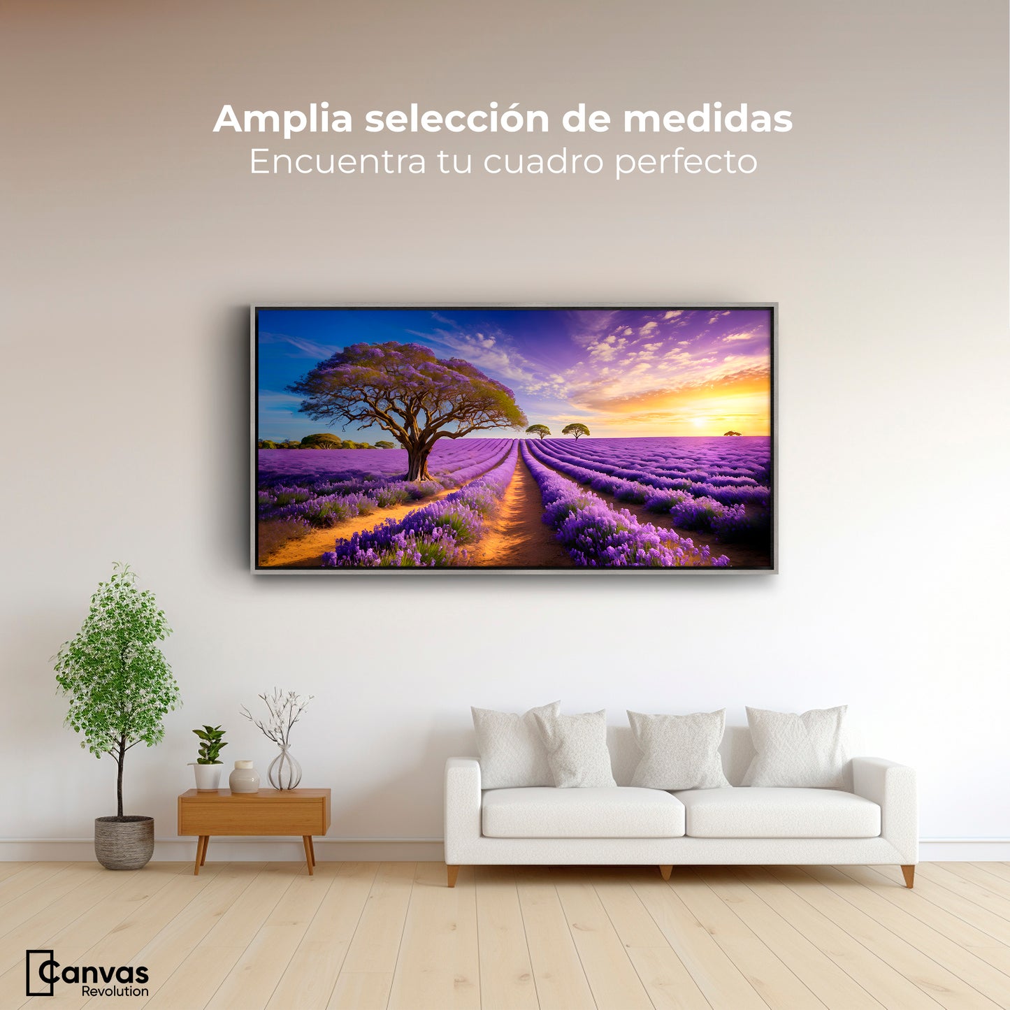 Cuadro Decorativo Lavanda Atardecer - Montaje 3