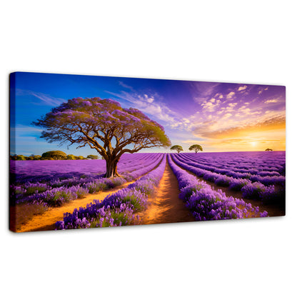 Cuadros Decorativos Canvas Revolution | Cuadro Decorativo Lavanda Atardecer | Panorámico | Marco Sin Marco
