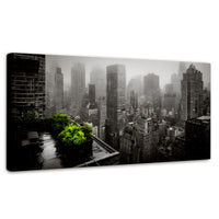 Cuadros Decorativos Canvas Revolution | Cuadro Decorativo Ciudad Niebla Gris | Panorámico | Marco Sin Marco