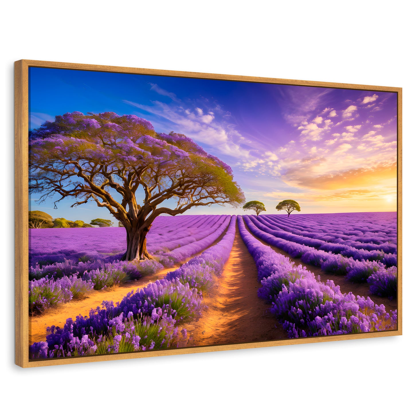 Cuadros Decorativos Canvas Revolution | Cuadro Decorativo Lavanda Atardecer | Rectangular | Marco Madera