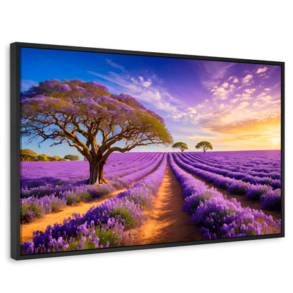 Cuadros Decorativos Canvas Revolution | Cuadro Decorativo Lavanda Atardecer | Rectangular | Marco Negro