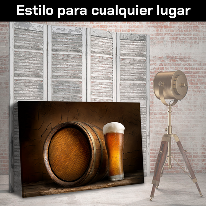 Cerveza Fría Con Barrica De Madera