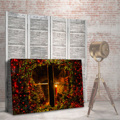 Ventana De Hogar Navideño