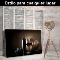 Vino Tinto Uvas Y Barril De Madera
